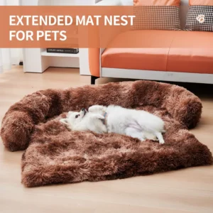 Calming Fluffy Plush Dog and Cat Mat Furniture Protector with Removable Washable Cover for Large Medium Dogs and Cats