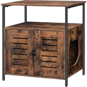 Louvered Cat Litter Box Enclosure with Extra Storage Space