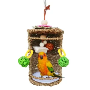 Small Bird Nest Snuggle Hut Hammock Hang Swing Breathable Seagrass For Small Conures